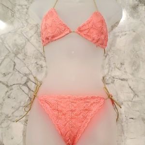 Gorgeous Crochet Bikini with Gold Ties